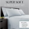 Danjor Linens King Size Sheets Set - 6 Piece Set Including 4 Pillowcases - Deep Pockets - Breathable, Soft Bed Sheets - Wrinkle Free - Machine Washable - Ice Blue King Bed Sheets - 6 pc