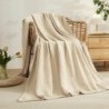 EMME Cotton Bed Blanket Soft Muslin Boho Bedding Lightweight Breathable Twin Blanket All Season Gauze Blanket, Light Tan