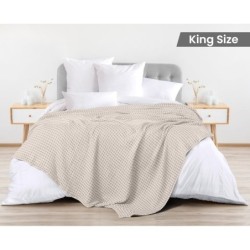 Utopia Bedding Cotton Waffle Blanket 300 GSM (Khaki - 90x108 Inches) Soft Lightweight Breathable Bed Blanket King Size Layering Any Bed for All Season