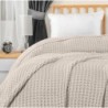 Utopia Bedding Cotton Waffle Blanket 300 GSM (Khaki - 90x108 Inches) Soft Lightweight Breathable Bed Blanket King Size Layering Any Bed for All Season