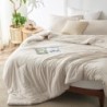 Bedsure Queen Comforter Set - Beige Comforter Queen Size, Soft Bedding for All Seasons, Cationic Dyed Bedding Set, 3 Pieces, 1 Comforter (90"x90") and 2 Pillow Shams (20"x26"+2")