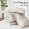 Bedsure Queen Comforter Set - Beige Comforter Queen Size, Soft Bedding for All Seasons, Cationic Dyed Bedding Set, 3 Pieces, 1 Comforter (90"x90") and 2 Pillow Shams (20"x26"+2")