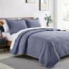 Love's cabin King Size Quilt Set Blue Bedspreads - Soft Bed Summer Quilt Lightweight Microfiber Bedspread- Modern Style Coin Pattern Coverlet for All Season - 3 Piece (1 Quilt, 2 Pillow Shams)