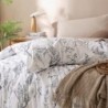 JANZAA Queen Comforter Set - Floral Comforters Queen Size, White Comforter, 3 Pieces, 1 Comforter (90"x90") & 2 Pillow Cases (20"x26"), White