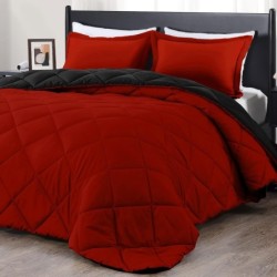 downluxe Queen Comforter Set - Red and Black Queen Comforter - Soft Bedding Sets for All Seasons - 3 Pieces - 1 Comforter (88"x92") and 2 Pillow Shams (20"x26")