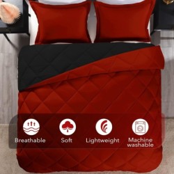 downluxe Queen Comforter Set - Red and Black Queen Comforter - Soft Bedding Sets for All Seasons - 3 Pieces - 1 Comforter (88"x92") and 2 Pillow Shams (20"x26")