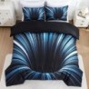 NTBED 3D Abstract Geometric Comforter Set Line Printed Microfiber Bedding Sets for Kids Boys Teens,Blue Twin