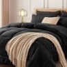 Newspin Full Bed in a Bag - 7 Pieces Black Comforter Set, All Season Ultra Soft Bedding Comforter Set with Comforter, Flat Sheet, Fitted Sheet, Pillowcases & Shams