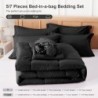 Newspin Full Bed in a Bag - 7 Pieces Black Comforter Set, All Season Ultra Soft Bedding Comforter Set with Comforter, Flat Sheet, Fitted Sheet, Pillowcases & Shams