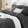 CozyLux Queen Bed in a Bag 7-Pieces Comforter Sets with Comforter and Sheets Dark Grey All Season Bedding Sets with Comforter, Pillow Shams, Flat Sheet, Fitted Sheet and Pillowcases