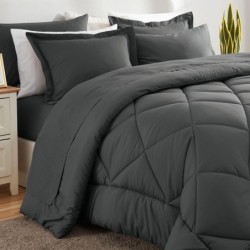 CozyLux Queen Bed in a Bag 7-Pieces Comforter Sets with Comforter and Sheets Dark Grey All Season Bedding Sets with Comforter, Pillow Shams, Flat Sheet, Fitted Sheet and Pillowcases