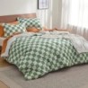 Bedsure Comforter Set Queen Size - Checkered Bedding Comforter Set, 3 Pieces, 1 Soft Green Comforter and 2 Pillow Shams