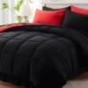 Anluoer Queen Comforter Set 7 Piece, Black Bed in a Bag with Sheets, Comforters Queen Size Bedding Sets with 1 Comforter, 2 Pillow Shams, 2 Pillowcases, 1 Flat Sheet,1 Fitted Sheet