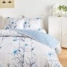 Botanical Quilt Set 3 Pieces King Size, Blue Flower Branch on White Reversible Bedspread Coverlet Set, Soft Microfiber Lightweight Bed Cover for All Season (102" x 90", 1 Quilt+ 2 Pillow Shams)