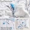 Botanical Quilt Set 3 Pieces King Size, Blue Flower Branch on White Reversible Bedspread Coverlet Set, Soft Microfiber Lightweight Bed Cover for All Season (102" x 90", 1 Quilt+ 2 Pillow Shams)